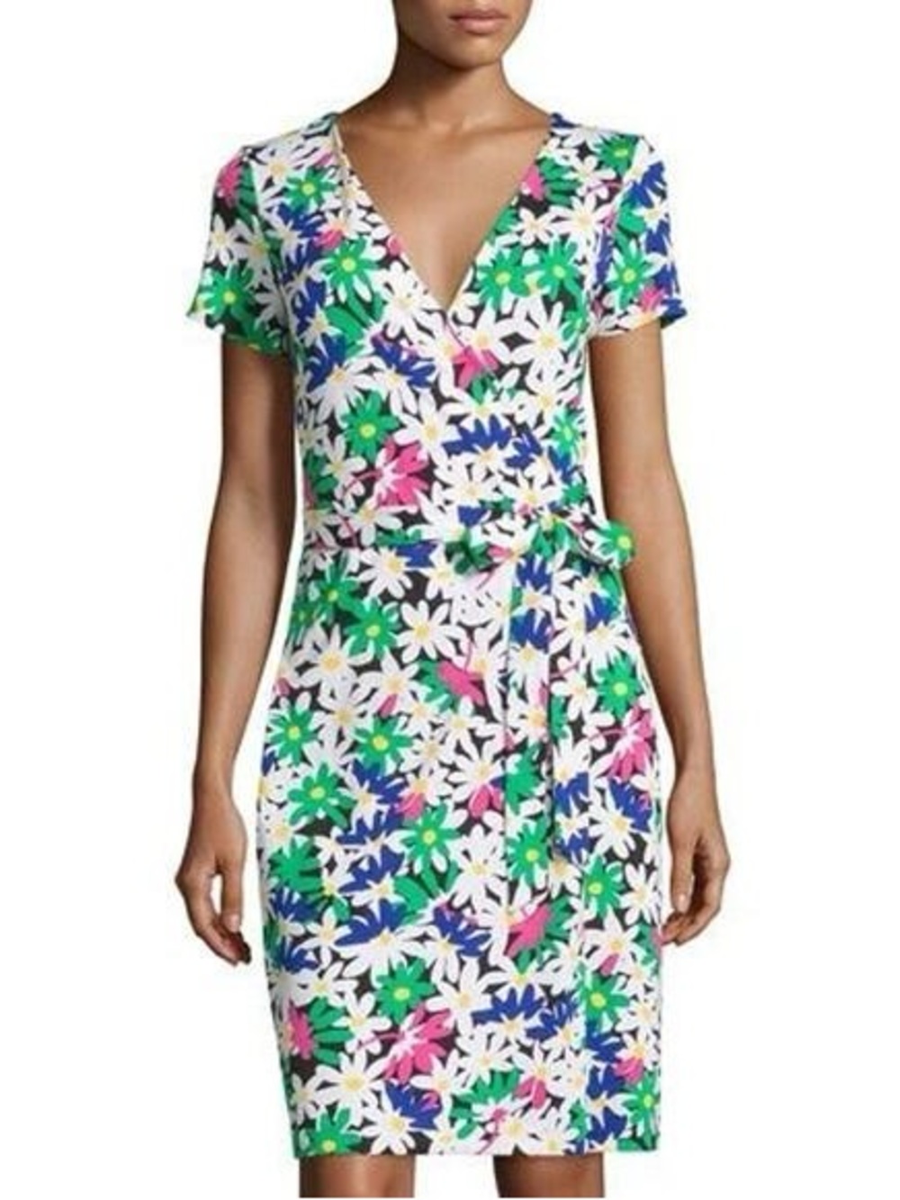 Diane von Furstenberg Julian Two wrap dress garden daisy floral Silk Cotton 2